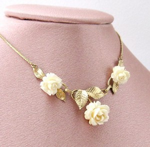 （画像用） 象牙アイボリー12K　 ローズネックレス