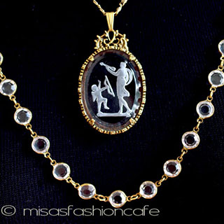 （画像用） GoldetteNY　ネックレス クリスタル2連カメオ