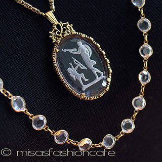 （画像用） GoldetteNY　ネックレス クリスタル2連カメオ