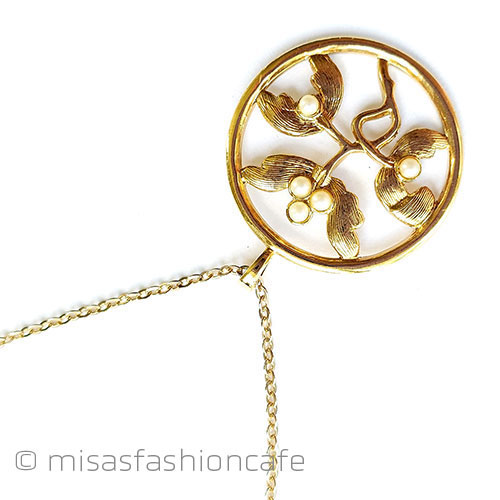 （画像用） アンティークジュエリー パール宿り木ネックレス