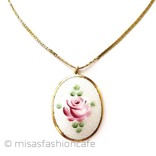 （画像用） アンティークジュエリー ローズのお花エナメル