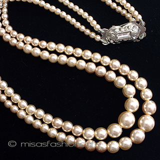 （画像用） アンティーク ネックレス パール２連　RSクラスプ