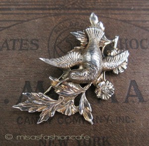 （画像用） Sterling Silver 銀製 　Coro刻印 鳥と花