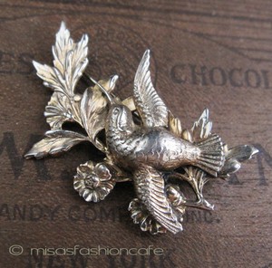 （画像用） Sterling Silver 銀製 　Coro刻印 鳥と花