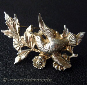 （画像用） Sterling Silver 銀製 　Coro刻印 鳥と花