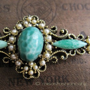 （画像用） ガラス＆パール　ブローチ