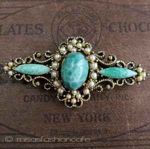 （画像用） ガラス＆パール　ブローチ