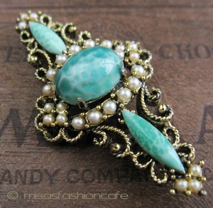 （画像用） ガラス＆パール　ブローチ