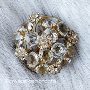 （画像用） Vogue Sterling銀製 クリスタルの花ブローチ