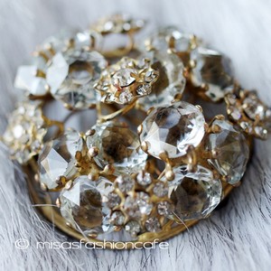 （画像用） Vogue Sterling銀製 クリスタルの花ブローチ