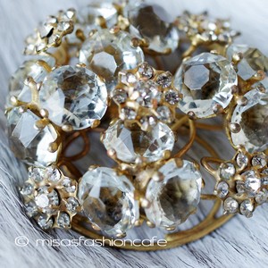 （画像用） Vogue Sterling銀製 クリスタルの花ブローチ