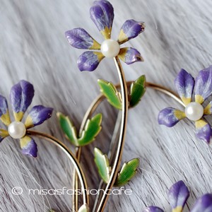 （画像用） Krementz ブローチ 14Kgf 真珠すみれブーケ