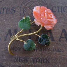（画像用） 珊瑚のローズ ブローチ