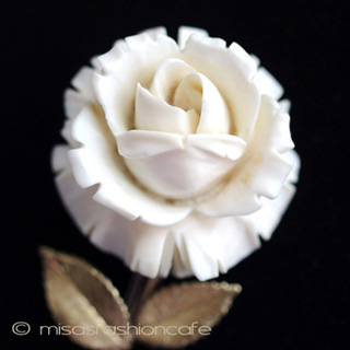 （画像用） 象牙アイボリー　14Kgf ローズ花　ブローチ