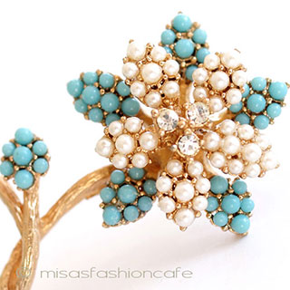 （画像用） Ｋｒａｍｅｒ　お花ブローチ パールRSターコイズ