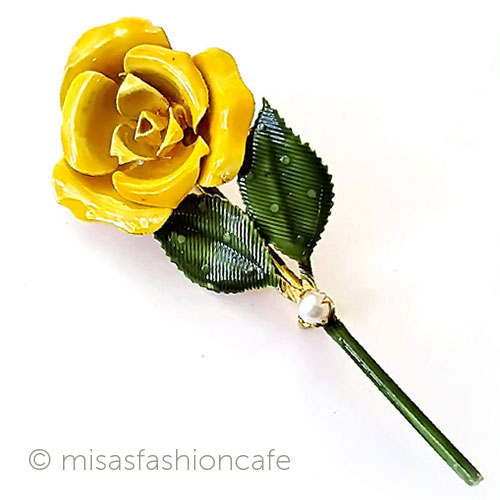 （画像用） ヴィンテージジュエリー Robertバラの花ブローチ