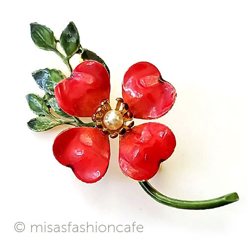 （画像用） ヴィンテージブローチ　 Robertハナミズキ花