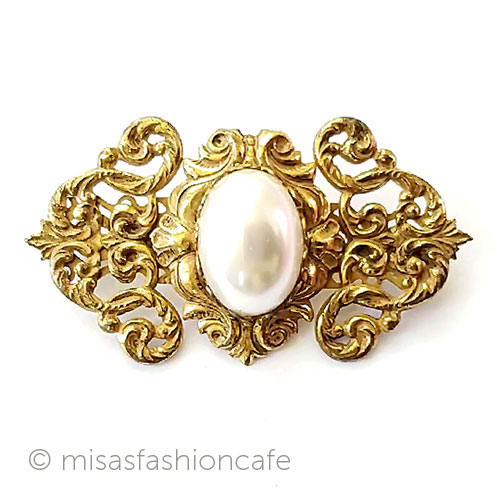 （画像用） ミリアムハスケルHaskell パール金レースブローチ