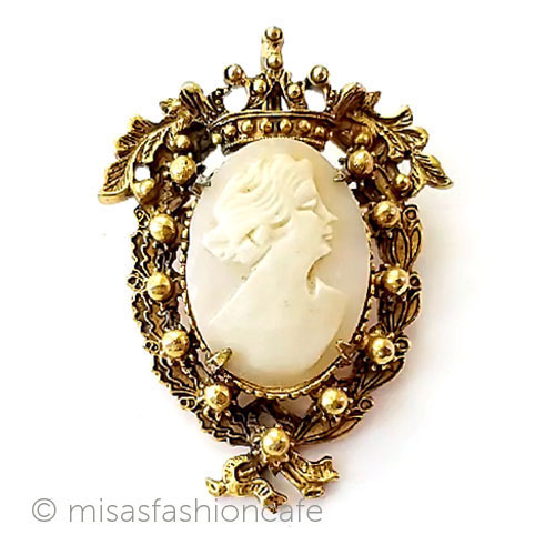 （画像用） アンティークFlorenza刻印 シェルカメオ　ブローチ