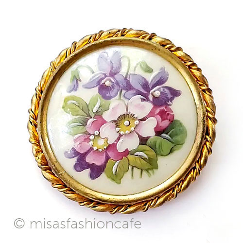 （画像用） フランス製Limogesブローチ ポーセラーツお花ブーケ