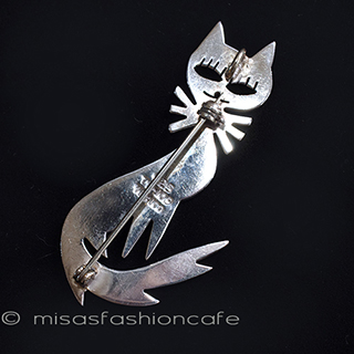 （画像用） スターリングシルバー 猫ブローチ兼ペンダント