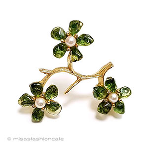 （画像用） SWOBODA刻印スワボダ 真珠・天然石の花ブローチ