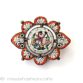 （画像用） 1800年代ヴィクトリアン イタリア製お花ブローチ