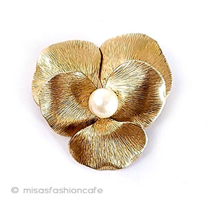 （画像用） Krementz　ブローチ 本真珠14Kgfスミレの花