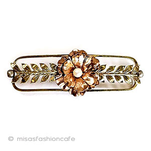 （画像用） アンティークブローチ 本真珠・12Kgfのお花