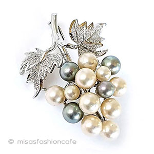 （画像用） アンティークジュエリー パールぶどう　ブローチ