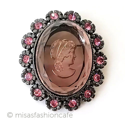 （画像用） ヴィンテージアクセサリー お花　ガラスカメオ