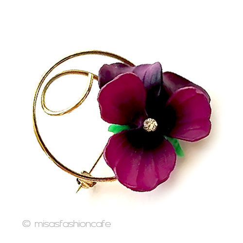 （画像用） ヴィンテージジュエリー パンジーすみれ花ブローチ