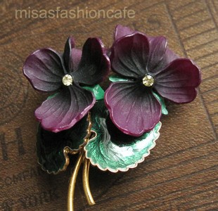 （画像用） アンティーク ブローチ パンジー・すみれのお花