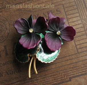 （画像用） アンティーク ブローチ パンジー・すみれのお花