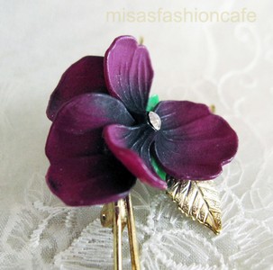 （画像用） アンティーク ブローチ パンジー・すみれのお花