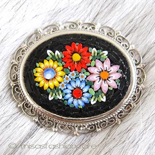 （画像用） イタリア製モザイクブローチ