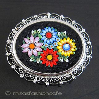 （画像用） イタリア製モザイクブローチ