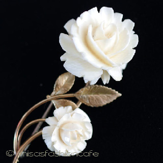 （画像用） 象牙アイボリー　14Kgf　 ローズ　ブローチ