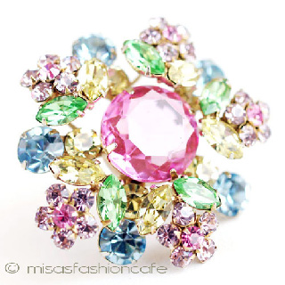 （画像用） Regency　リージェンシー クリスタル花　ブローチ