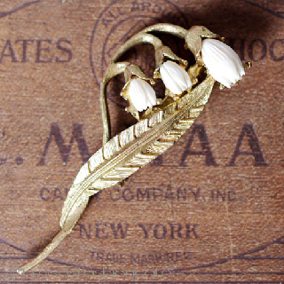 （画像用） 本象牙　アイボリー　 すずらん　ブローチ