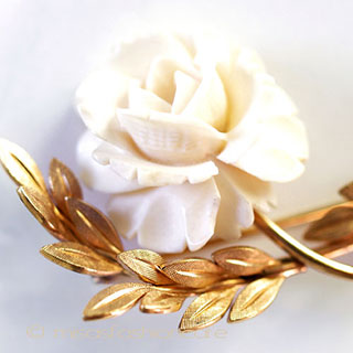 （画像用） 象牙アイボリー 12Kgf ローズ　ブローチ