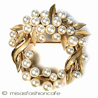 （画像用） Trifari　 トリファリ パールリースブローチ