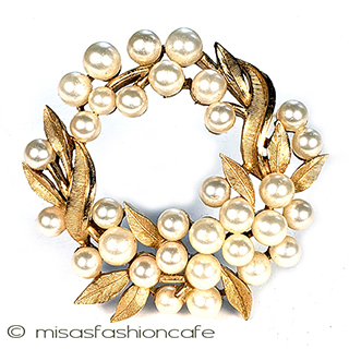 （画像用） Trifari　 トリファリ パールリースブローチ