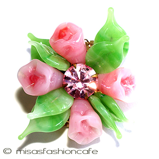 （画像用） Regency　リージェンシー ガラスの花　ブローチ