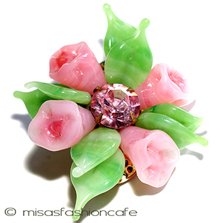 （画像用） Regency　リージェンシー ガラスの花　ブローチ