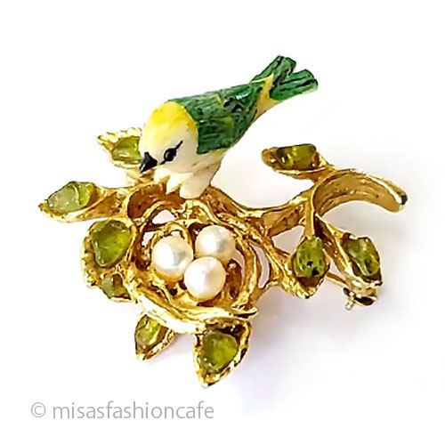 （画像用） ＳＷＯＢＯＤＡ スワボダ 真珠・天然石 鳥ブローチ