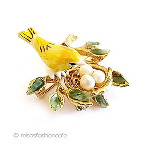 （画像用） ＳＷＯＢＯＤＡ・スワボダ 真珠・天然石 鳥ブローチ