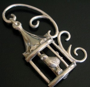 （画像用） Sterling 銀製　Lang 鳥カゴ ブローチ