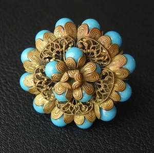 （画像用） フランス製　ブローチ アートガラス・フラワー