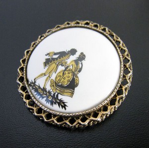 （画像用） ポーセラーツ　陶器 ブローチ兼ペンダント